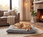 Washable Faux Fur Crate Mat Anti‑Slip Grey